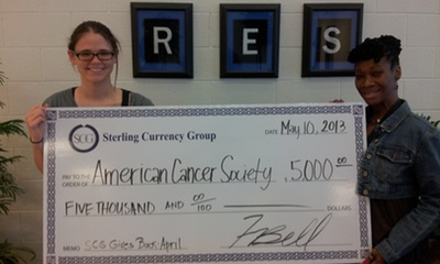 Sterling Currency Group Donates to American Cancer Society